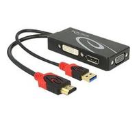 DELOCK 62959 - Adaptateur HDMI, prise HDMI vers VGA, DP, DVI 24+1, noir