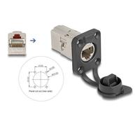 Delock D-Typ RJ45 Einbaubuchse Kupplung Cat.6A STP mit Schutzkappe IP66 (67061)
