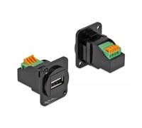 Delock D-Type Module USB2.0 Type-A female to terminal block - Modulares Faceplate-Snap-In - an Schalttafel montierbar - USB2.0 Type A - Schwarz (86734)