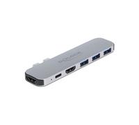DeLOCK Docking Station 87753 pour MacBook : Dual HDMI 4K, USB 3.2 Gen 1 (3x Type-A, 1x Type-C), USB Power Delivery 60W, Gris Métal, 28x116x9.5mm