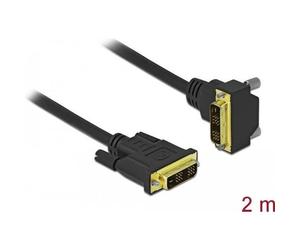 Delock - DVI-Kabel - Single Link - DVI-D (M) gerade zu DVI-D (M) gewinkelt - 2 m - Daumenschrauben, hauchvergoldete Kontakte - Schwarz