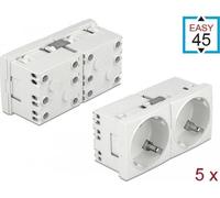 Delock Easy 45 Prise de courant de sécurité Disposition à 45° 2 fois extensible 45 x 45 mm 5 pièces (81325)