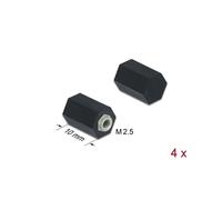 DeLOCK Entretoise d'Écartement M2.5 Hexagonale Interne 10mm Noire (Lot de 4) - Plastique, pour PCB & Composants Informatiques