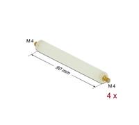 DeLOCK Entretoise M4 x M4 Hexagonale 90mm Écrue (Lot de 4) - Plastique Naturel pour PCB, Isolation et Ventilation dans Boîtier PC