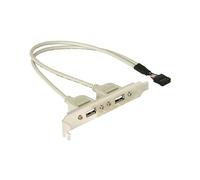 DeLOCK Équerre de Slot 71000: 1x USB 5pin Interne > 2x USB2.0 Externe, Longueur câble 0.3m, Connecteurs USB A