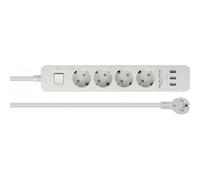 DeLOCK Extension Socket - Verlängerungsschnur - Wechselstrom 250 V - 4000 Watt - Eingabe, Eingang CEE 7/7 - Ausgangsanschlüsse: 4 (3 x USB Typ A, 4 x CEE 7/3) - 1,5m - weiß (11206)