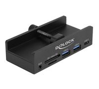 DeLock Hub USB externe 64285 – 5 Gbps, 3 ports (2× USB‑A, 1× USB‑C), lecteur 2 emplacements, vis de fixation