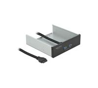 DeLOCK Façade 5.25" Métal Noir - 2x USB 5 Gbps Type-A (USB 3.2 Gen 1) - Connecteur Interne USB 3.0 - Longueur Câble 0.8m - Réf. 61005