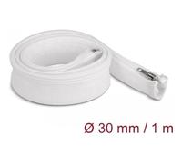 Delock Gaine tressée avec fermeture éclair résistante à la chaleur 1 m x 30 mm blanc (100 cm), Gaine + protection pour câbles, Blanc