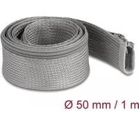 Delock Gaine tressée avec fermeture éclair résistante à la chaleur 1 m x 50 mm gris, Gaine + protection pour câbles, Gris