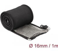 Delock Gaine tressée CEM avec fermeture éclair résistante à la chaleur 1 m x 16 mm noir (100 cm), Gaine + protection pour câbles, Noir
