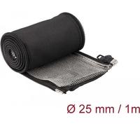 Delock Gaine tressée CEM avec fermeture éclair résistante à la chaleur 1 m x 25 mm noir (100 cm), Gaine + protection pour câbles, Noir