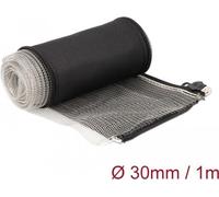 Delock Gaine tressée CEM avec fermeture éclair résistante à la chaleur 1 m x 30 mm noir, Gaine + protection pour câbles, Noir