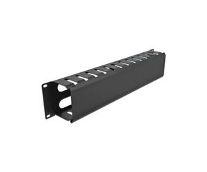 DeLOCK Goulotte de Gestion de Câbles 19" 2U Métal Noir - 4 Ouvertures Arrière - Dimensions 88.9 x 482.6 x 70 mm - Kit de Montage Inclus