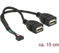 DeLOCK Grille 2mm 10P>2xUSB-A2.0 Bu 15cm | Prise poteau