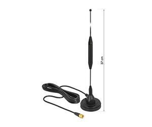 DeLOCK GSM Antenne SMA Mâle de 3, dBi Rigide omnidirectionnel à standfus magnétique et câble de raccordement (RG 174, 3 m) Outdoor SCHW