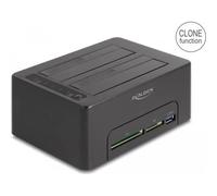 Delock - HDD / SSD Dockingstation Schächte: 2 - 2.5" / 3.5" gemeinsam genutzt (6,4 cm/8,9 cm gemeinsam genutzt) - SATA 6Gb/s - USB 3,2 (Gen 1) - Schwarz (64183)