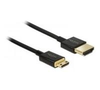 Câble de raccordement Delock HDMI Fiche mâle HDMI-A, Fiche mâle HDMI-Mini-C 0.5 m noir 84787 contacts dorés, 4K UHD, torsadé, blindage triple Câble HDMI