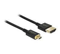 Câble de raccordement Delock HDMI Fiche mâle HDMI-A, Fiche mâle HDMI-Micro-D 2.00 m noir 84783 4K UHD, contacts dorés Câble HDMI