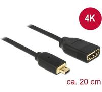 DELOCK HDMI Kabel Ethernet A ->micro D Bu/St 0.20m 3D 4K