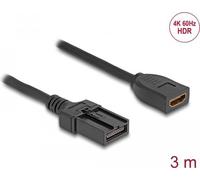 Delock - High Speed - HDMI-Kabel - HDMI weiblich zu HDMI Typ E (Automotive) männlich Verriegelung - 3 m - Doppelisolierung - Schwarz - unterstützt 4K 60 Hz (3840 x 2160)