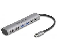 DeLOCK Hub 6 Prises USB avec 4 x USB Type-A Femelle et 2 x USB Type-C Femelle