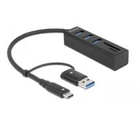 DeLOCK Hub à 3 ports USB 3.2 Gen + lecteur de carte SD et Micro SD avec connecteur USB Type-C ou USB Type-A