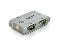 DeLOCK Hub USB 2.0 Serial 4 Ports Argent - Compatible Windows 2000/XP/Server 2003/Vista - Interface USB 2.0 et Serial - Référence 87414