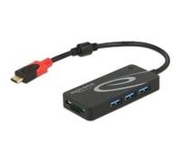 DELOCK USB-HUB USB3.1 TypC -> 3x TypA +2x Slot SD schwarz