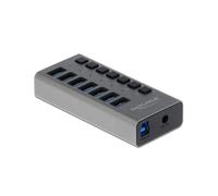 DeLOCK Hub USB 3.2 Gen 1 7 Ports Type-A, Boîtier Aluminium, 5 Gbps, Interrupteurs Individuels, Alimentation Externe 12V/3A, Compatible Windows/macOS