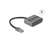DeLOCK Hub USB 3.2 Gen 1 Type-A, 4 Ports Type-A 5 Gbps, Boîtier Métal, LED, Câble 0.2m, Compatible Windows/macOS/ChromeOS, 41x62x18mm
