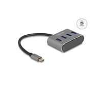 DeLOCK Hub USB 3.2 Gen 1 Type-C vers 4x USB Type-A 5 Gbps, Boîtier Métal, Compatible Windows, macOS, ChromeOS, Noir, Câble 0.2m
