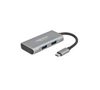 DeLOCK Hub USB 3.2 Gen 2 (10 Gbps) Type-C - 2 x Type-A, 2 x Type-C - Boîtier Aluminium Gris - Longueur Câble 0.12m - Compatible Windows/macOS/Linux