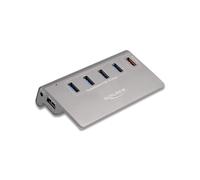 DeLOCK Hub USB 64182 : 4x USB 3.2 Gen 2 Type-A, 1x USB Type-A Chargement Rapide 2.4A, 10 Gbps, Boîtier Métal, Alimentation Externe, Windows/macOS/Linux/ChromeOS