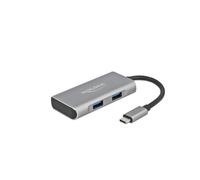 DeLOCK Hub USB Type-C 10 Gbps - 3x USB Type-A, 1x USB Type-C, USB 3.2 Gen 2, Aluminium, 80x40x13mm, Câble 0.12m