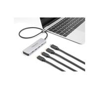 DeLOCK Hub USB Type-C 64231 : 4 Ports USB Type-C 10 Gbps, Câble 35cm, Boîtier Aluminium Gris, Compatible Windows/macOS/Linux/ChromeOS