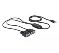 Delock Adapter USB 2.0 > 2 x Seriell - Câble USB / série - USB (M) pour DB-9 (M) - 1.4 m - vis moletées