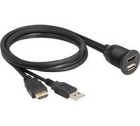 DELOCK Kabel HDMI-A St und USB 2.0 Typ-A St zu HDMI-A Bu 1m