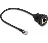 DELOCK Kabel RJ12 Stecker zu RJ12 Buchse zum Einbau 30 cm sw