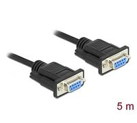 Delock - Kabel seriell - DB-9 (W B-9 (W) - 5,0m - Daumenschrauben, hauchvergoldete Kontakte - Schwarz (87784)