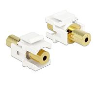 DeLock Keystone Module Prise Jack 3,5 mm 4 Broches vers Prise Jack 3,5 mm 4 Broches Plaqué Or Blanc