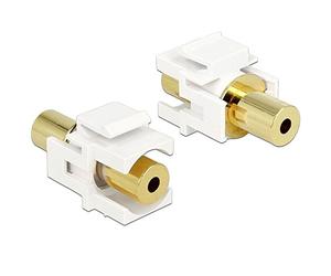 DeLock Keystone Module Prise Jack 3,5 mm 4 Broches vers Prise Jack 3,5 mm 4 Broches Plaqué Or Blanc
