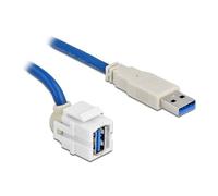 DeLOCK Keystone Module USB 3.0 A Femelle 250° > USB 3.0 A mâle avec câble Blanc