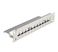 Delock Keystone Panneau de Brassage 10″ 12 Ports avec Rail de décharge 1 HE Gris