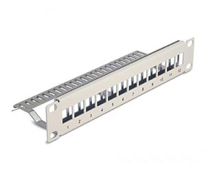Delock Keystone Panneau de Brassage 10″ 12 Ports avec Rail de décharge 1 HE Gris