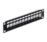 Delock Keystone Patch Panel - Tableau de connexions - noir - 1U - 10" - 12 ports