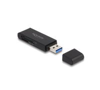 DeLOCK Lecteur Cartes Mémoire USB 5Gbps SD/MicroSD - 2 Slots - USB 3.2 Gen 1 Type-A - 70x21x9mm - Noir - Ref: 91002
