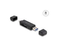 DeLOCK Lecteur Cartes USB 3.2 Gen 1 Type-C/Type-A SD/MicroSD - 2 Slots - Noir - 81x19x11mm - Compatible MicroSD/SD - Plug & Play