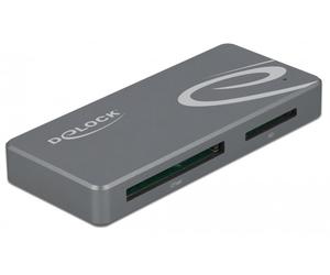 DeLOCK Lecteur de carte USB Type-C pour cartes mémoires CFast et SD + USB Hub avec port Type-A et USB Type-C
