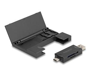 DeLock Lecteur de cartes mémoire SD et microSD USB 5 Gb/s avec étui de rangement